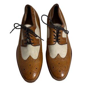 Johnston Murphy Garner Tan Wingtip Canvas/Leather Oxford Loafers Men’s SZ 8.5M